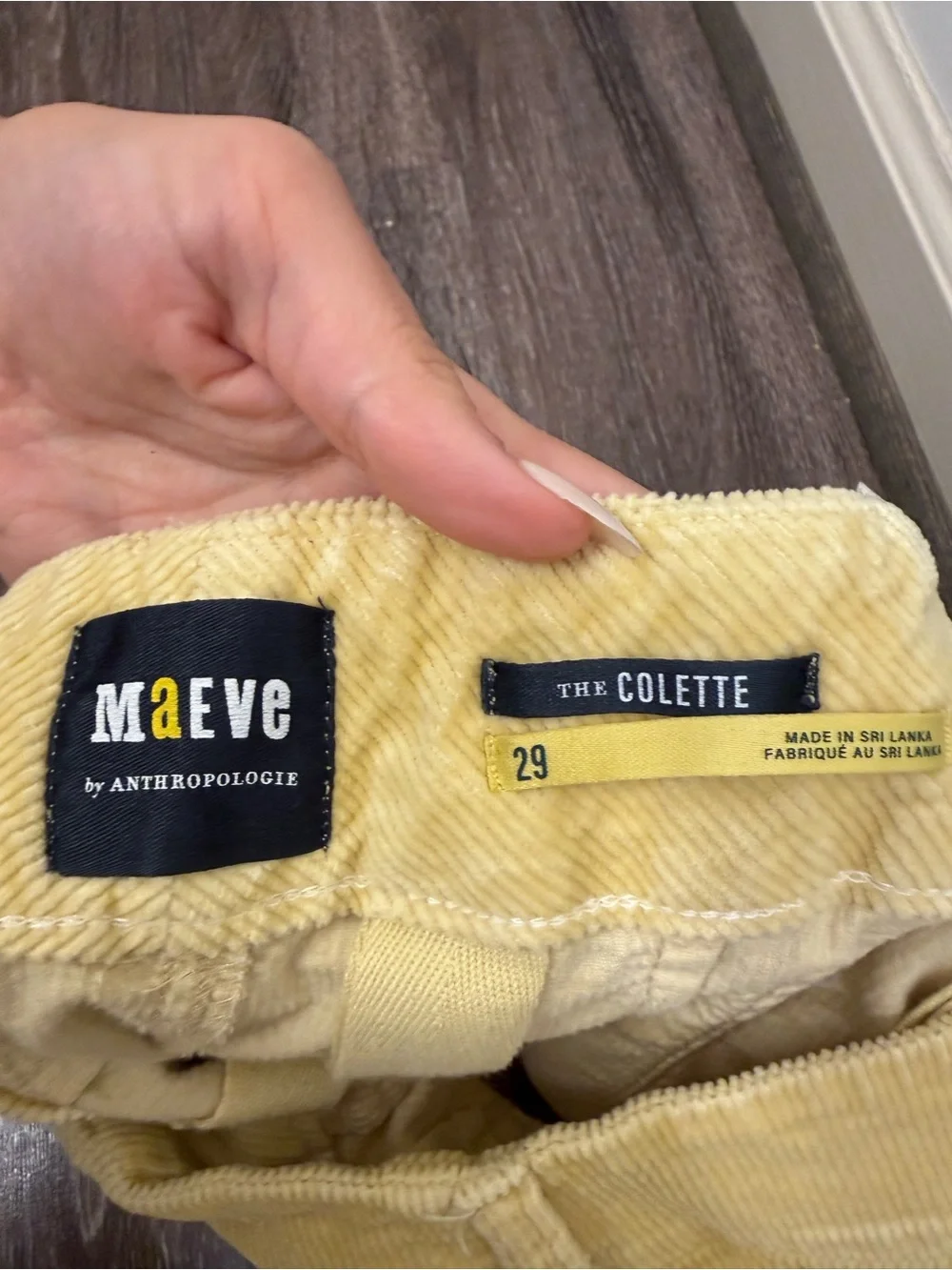 Maeve Anthropologie The Colette Wide Leg Pant in Soft Yellow Corduroy Size 29